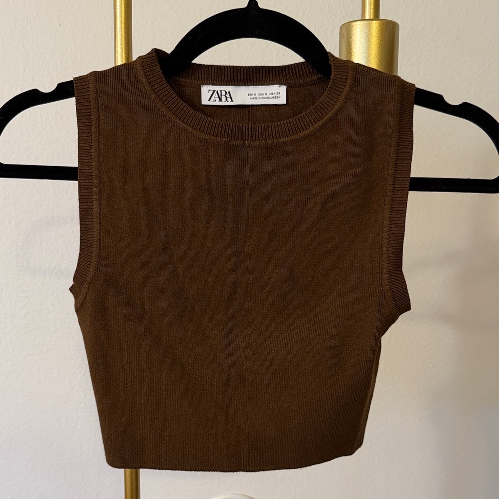 Zara Women's Chocolate Brown Crop Top
